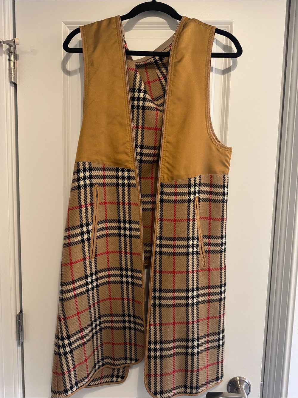 Vintage Burberry Plaid Vest with Mustard Yoke